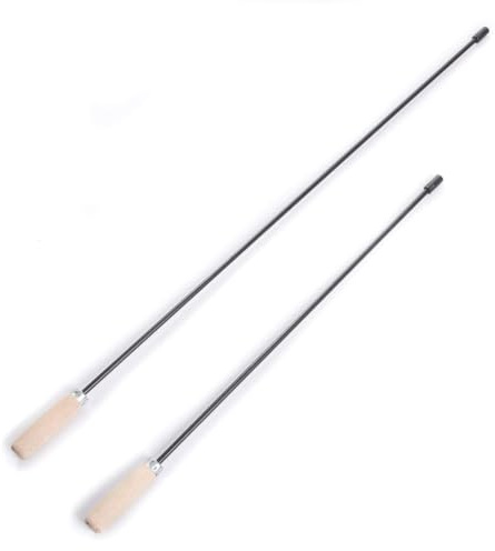 rg-vertrieb Schubstange Set (77cm + 107cm) für Kaminbesen – Putzstab Starr M12 Gewinde, Kesselstab Stahl mit Holzgriff, Reinigungsstab für Heizkessel & Ofenrohre