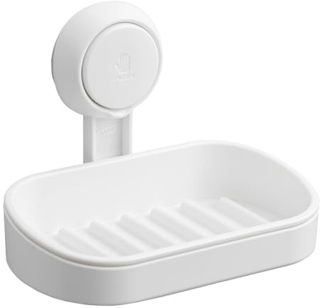 TAILI Soap Holder Soap Dish for Shower, Suction Cup Soap Holder for Shower Wall, Bathroom Accessories, Removable Strong Hold Soap Saver, Drill Free, White