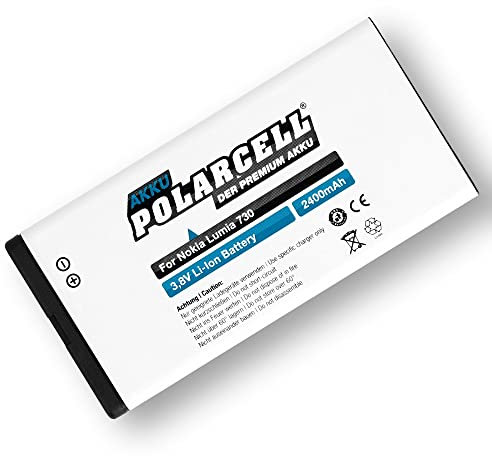 PolarCell Akku für Nokia Lumia 730 | Lumia 735 | Microsoft Lumia 550 | ersetzt Original-Akku Microsoft BL-T5A & Nokia BV-T5A | 2400mAh Starke Ersatz-Batterie | selektierte A+ Qualitätszellen