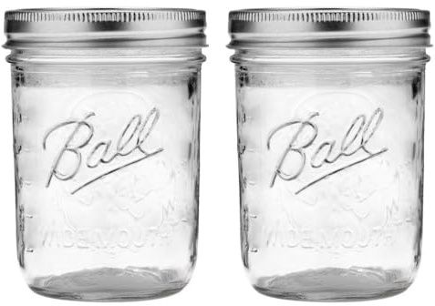 Ball Wide Mouth Pint Mason Jars with Lids & Bands | 16-oz | 2-Pack