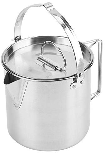 VGEBY1 Camping Topf aus Rostfreiem Stahl, 1,2L Faltbar, mit Deckel, Staubdicht, 14x15,2x12,1 cm, für Outdoor Aktivitäten, Picknick, Angeln