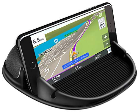 Cinati Car Phone Holder, Car Phone Mount Silicone Vehicle Pad Mat for Various Dashboards, Slip Free Desk Phone Stand Compatible with iPhone, Samsung, Android Smartphones, GPS Devices and More, Black