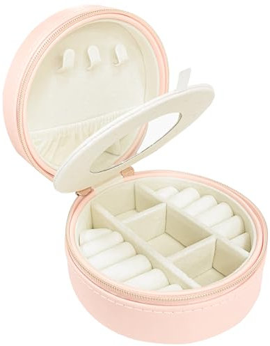 ADEL DREAM Boîte à bijoux rectangulaire pour femme et jeune fille Petite boîte à bijoux de voyage pour bagues, boucles d'oreilles et colliers Trois couleurs aux choix (Rose)