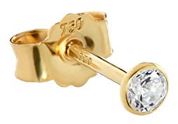 NKlaus Paire de clous d'oreilles 3mm or jaune 750 or Boucles d'oreilles cristal 18 carats zirconium blanc calice 2624