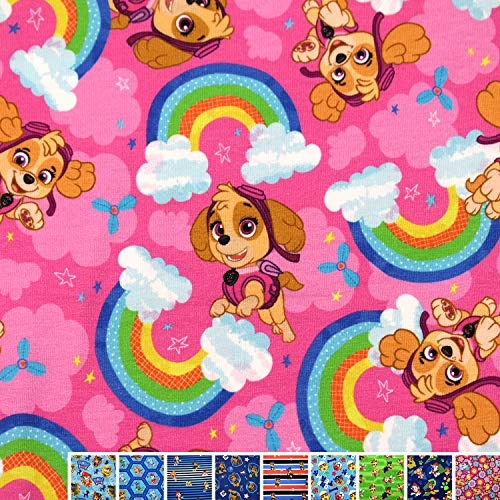 MAGAM-Stoffe Paw Jersey Kinder Stoff Oeko-Tex Meterware 50cm (12. Sky Regenbogen)
