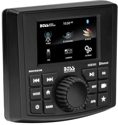 BOSS Audio Systems MGV520B Marine Gauge Receiver – Weatherproof, 3 Inch LCD, Built-in Amplifier, Bluetooth, Digital Media MP3 Player, No CD Player, USB Port, AM/FM Radio
