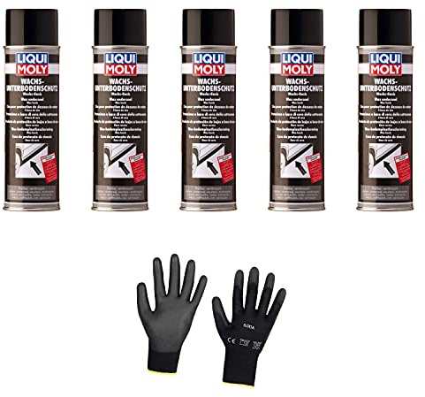 Iloda 5xOriginal Liqui Moly 500ml Wachs-Unterbodenschutz anthrazit/schwarz 6100 Schutzhandschuhe