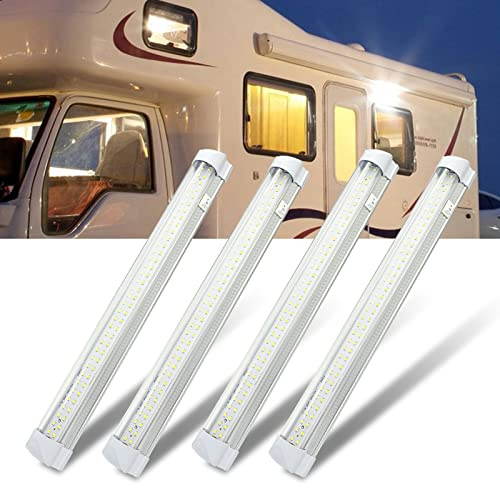 WOWLED 12V 72 LED RV LED Lichter Innenraum, 4 Stück, 10 W LED RV Deckenleuchten Streifen Lampe mit An-/Ausschalter, LED Innenbeleuchtung für Auto Camper Bus Wohnwagen Boot Kuppel Licht Wohnmobil Küche