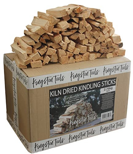 Kingston Tools Kiln Dried Kindling Wood Sticks – Premium Natural Firewood Instant Flame Starter – Perfect for Stoves, Pizza Ovens, Fireplaces, BBQ, Camping, Open Fires – 2.75kg Box