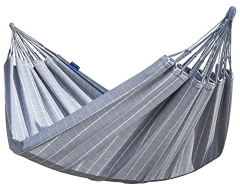Potenza Outdoor Catargo Hängematte 220 x 160 cm, Belastbarkeit bis 220 kg I Boho Doppelhängematte XXL (Grau)