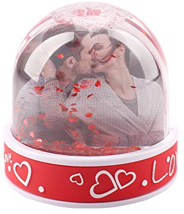 Herz & Heim® Love Schneekugel mit Ihrem Foto eine schöne Geschenkidee für Liebende zum Jahrestag oder Valentinstag 2 Fotos