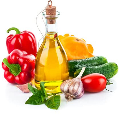 WTD 44907035 - Lienzo decorativo (60 x 60 cm), diseño de verduras frescas con aceite de oliva