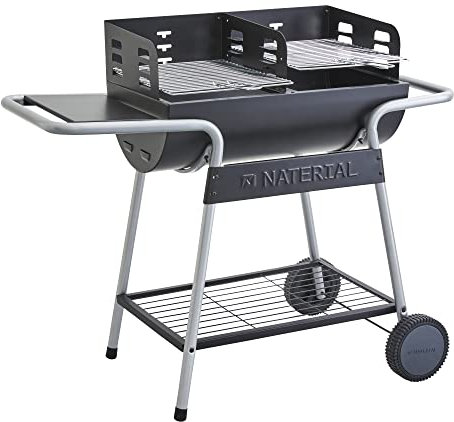 NATERIAL - Barbecue a carbonella ICARUS ALPHA II - 10 persone - H.93,5 x L.110 x P 59 cm - Acciaio verniciato - Nero - Angular BBQ senza coperchio