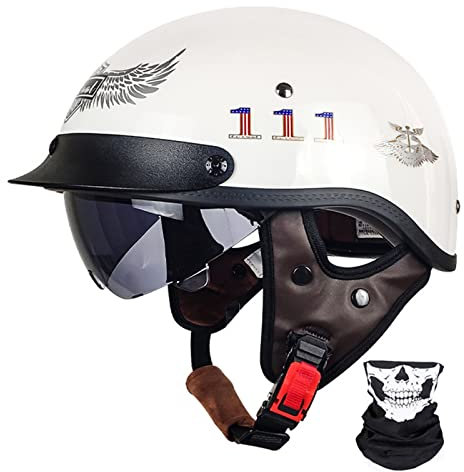 Mezzo Casco Da Motociclista Portatile Casco Scodella ECE Omologato Sicurezza Estivo Casco Jet Per Donna Uomo Con Visiera Casco Aperto Caschi Cromwell Per Scooter Cruiser 2,M:57-58CM