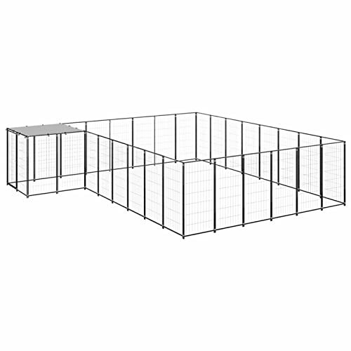 GuyAna Hundezwinger Schwarz 15,73 m² Stahl Welpenlaufstall Freilaufgehege Hunde Gitter