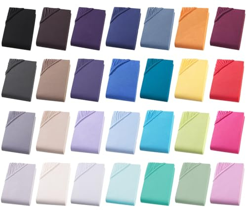 Visaggio Spannbettlaken 100% Baumwolle Jersey Spannbetttuch Bettlaken Boxspringbett Wasserbett 180x200 cm - 200x220 cm + 40cm Steghöhe / 32cm Matratzenhöhe