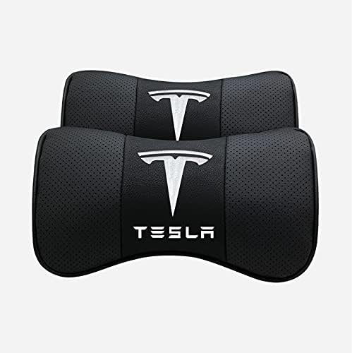 OUSIKA Oreiller de Cou de siège de Voiture, 2 pièces Oreiller de Cou d'appui-tête de siège de Gadget de Voiture en Cuir, intérieur d'accessoires automatiques, pour Tesla modèle S X 3 Y