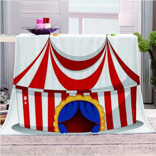 GSKOQD Couverture Canape 3D Impression Chapiteau De Cirque Plaid Polaire 150x180Cm Adulte, Douce Flanelle Couverture Lit 2 Personnes en Microfibre, Jeté De Canapé, Peluche Couverture Moelleuse