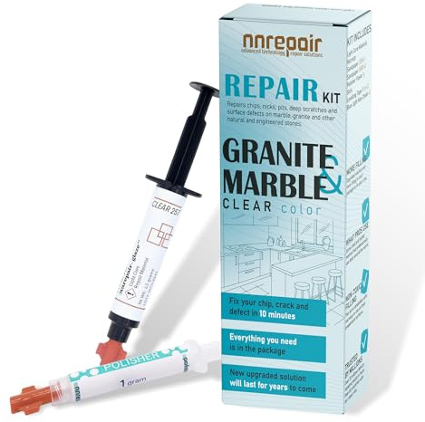 Kit di riparazione per piano di lavoro in marmo, granito e quarzo (trasparente), correggi i tuoi difetti come un professionista, anche per kit di riparazione di piastrelle, fibra di vetro e vasca da