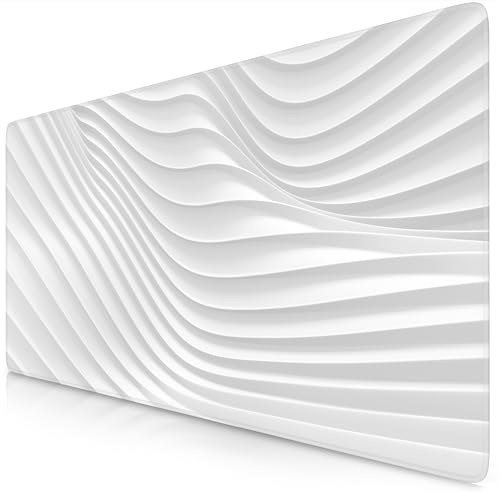 TITANWOLF - XXL Mouse Mat - Mouse Pad 900 x 400 x 3mm –Speed Gaming Mouse Pad - Extra Large MousePad - Table Mat Large Size - Improved Precision and Speed – White Wave