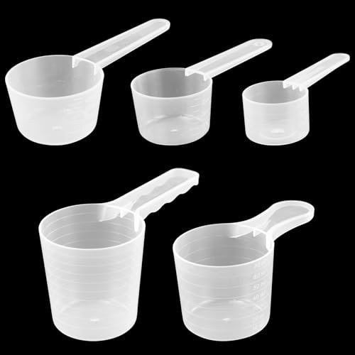 Set di 5 cucchiai dosatori trasparenti con scala, dosatore per detersivo, cucchiaio dosatore per caffè, polvere proteica, detersivo (20/40/50/70/100 ML)