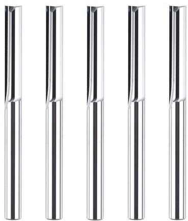 SpeTool Lot de 5 fraises droites à 2 flûtes 6 mm tige x 32 mm longueur de coupe VHM Fraise à queue CNC pour bois MDF acrylique