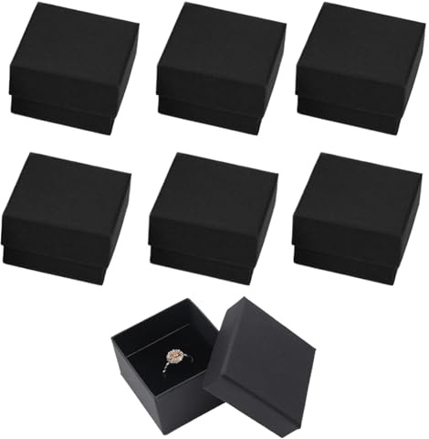 6 Pack Kraft Kleine Schmuckschachtel,Geschenkkarton Mit Deckel,Geschenkboxen,Gift Box,Schmuckschatulle,Ring Schachteln,Schwarz Schmuck Verpackung Für Armbänder Ringe Ohrringe Halskette