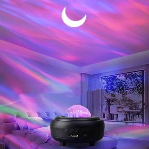 Northern Lights Aurora Projector, 8 Colors Northern Lights Moon Projector Lamp, Bluetooth Speaker Moon Light Projector Lamp Colorful Music Night Light, Northern Lights Projector Room Decor (B)(B)