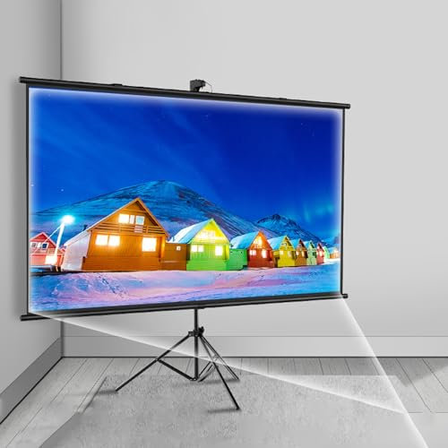 SXKJQER Écran De Projection sur Pieds 60/72 Pouces, Écran pour Projecteur Intérieur Et Extérieur pour Films Ou Présentations, Écran sur Trépied HD Premium sans Pli 4:3, 16:9(16:9,60)