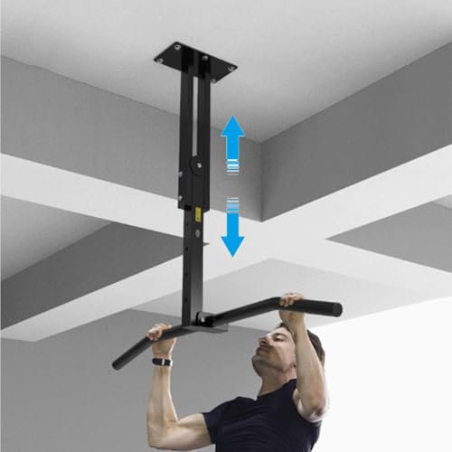 WADPP Höhenverstellbare Decken-Reckstange, Deckenmontage-Klimmzugstange, Klimmzugstange für Krafttraining, Klimmzugstange für Das Heim-Fitnessstudio, Sicher und Stabil, Belastung 600LB