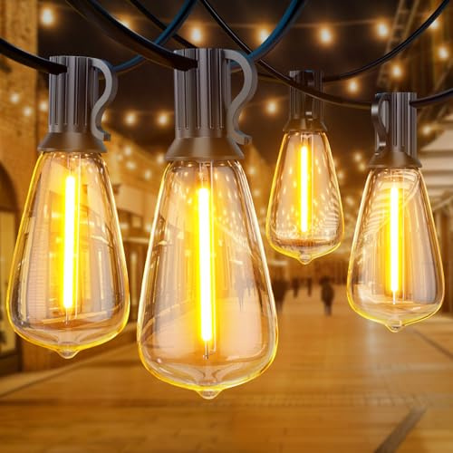 GPATIO Garden Lights 50FT/15M, ST38 Outdoor String Lights, Warm White Waterproof Outdoor Festoon Lights Mains Powered with 25+1 Plastic LED Bulbs for Patio Balcony Party Wedding