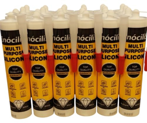 X24 EnociliS Anti-Mould White, Waterproof Mould Protection, Long-lasting White Silicone Sealant for Kitchen & Bathroom