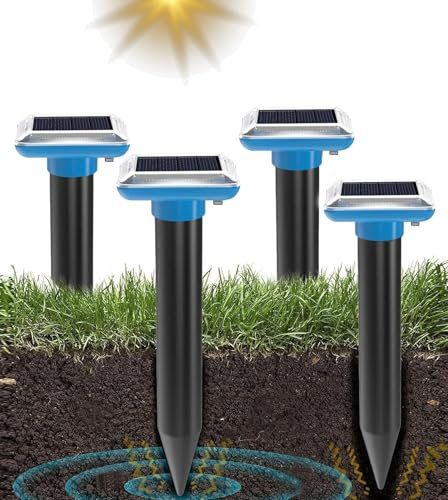 Repellente ultrasuoni per talpe, Talpe Ultrasuoni Solare, 4Pcs Dissuasori per Talpe, impermeabile, per prato, giardino, fattoria, salice, verde