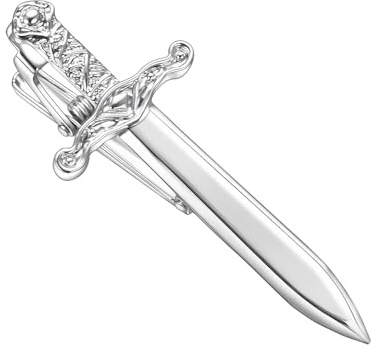 RunootPR Silver Tie Clip for Men Unique Sword 2.3 Inch Tie Bar Personalized Wedding Party Suit Jewellery Gift