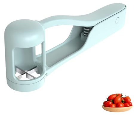 Grape Cutter for Toddlers,Fruit Slicer,Tomato Cherry Strawberry Olive Multi Grape Quarter Cutter Tool,Stainless Steel Blades and Body, ABS Plastic Handle,Non-Slip,Kitchen Gadget (Light Green)