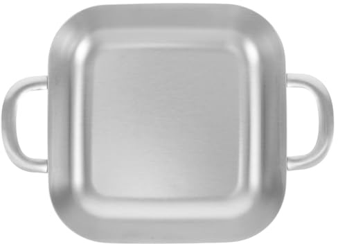 JECOMPRIS Bandeja De Acero Inoxidable Con Asas Plato De Acero Inoxidable Para Servir Aperitivos Pollo Frito Y Barbacoa Coreana Plato De Metal Rectangular 9.44 X 7.08 X 1.18 in Para Bufé Y Reuniones