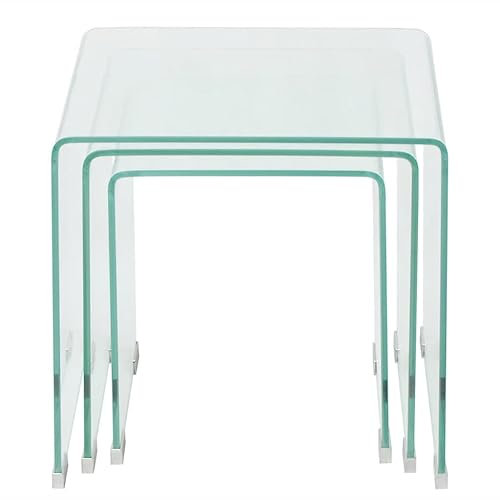 Eleganz Dreiteiliges Satztisch-Set aus gehärtetem Sicherheitsglas – Modernes Wohnzimmer-Set, Transparent & Langlebig – Perfekt für kleine Räume