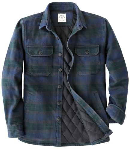 Dubinik® Giacca Da Uomo Calda Foderata Cotone Leggero Giacca Camicia Flanella Casual Bottone Quadri Overshirt Manica Lunga