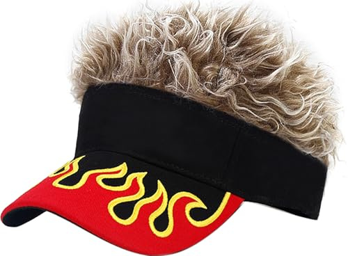 YeeHeen Mens Visor Cap Wig Spiked Adjustable Baseball Cap Sun Hats with Fake Hair