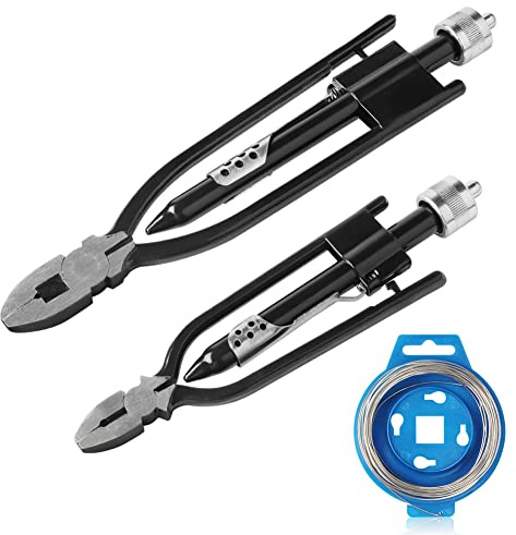 GES 2-Piece Safety Wire Twisting Pliers Set with 25ft Steel Wire – 9” & 6” Locking Pliers for Aviation, Auto, Racing – Durable Forging Tools (Black) (Black)