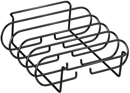 KiBcsLic Lightweight Rib Rack Roasting Stand for BBQ Use in Party Or Hiking, Black
