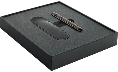 Lamy pico ruthenium Kugelschreiber Geschenkset, Strichbreite M | Innovativer Pocket Pen Kuli – 1 Klick für Full-Size – Gehäuse aus Metall – inkl. Echtleder-Etui & Compactmine M 22 in schwarz