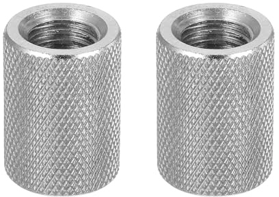 sourcing map M12 flache gerändelte Rändelmuttern, 304 Edelstahl, flacher Kopf, diamantgerändeltes Durchgangsloch, Einstellmuttern für Elektronik, Maschine, D18 x H25 mm, 2 Stück