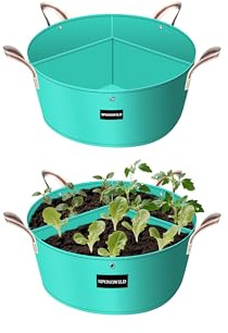 SPONDWILD [Upgraded] 2 Pack 10 Gallon 3 Compartment Grow Bag, Vegetable Growing Bag Thickened PE Garden Pots with Drainage Holes, Branch-Binding Holes, Reusable Plant Bag for Vegetables,Flowers