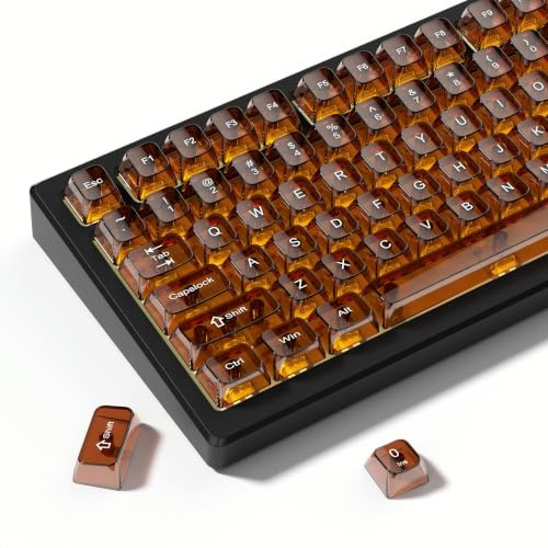 dagaladoo brown/coffee, transparent keycaps, 60, 75, 100%, ceramic jelly keycap set, shiny keycaps, MDA profile keycap for MX switches, mechanical keyboard