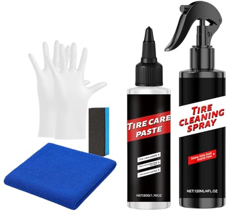 Flkiglm Set per lucidare Pneumatici – Lucidante per Auto a Lunga Durata | Detergente per Cerchioni Auto | per Lavoro autolavaggio Esterno Garage