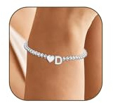 KLIFOWDY Armband Damen mit Buchstaben A-Z Herz Charm verstellbar | Perfekte Geburtstagsgeschenke für Frauen, Freundin Schwester