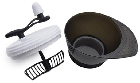 ABOOFAN Ciotola per Tintura Capelli Manuale Senza Elettricità Miscelatore per Colorazione Te Ciotola Tinta Resistente per Uso Professionale e Domestico Nero