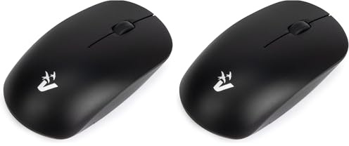 VulTech MW-08 Mouse Wireless Ottico 1600 DPI Senza Fili, 2.4GHz con batteria interna ricaricabile, click silenzioso, ambidestro, per Notebook/PC/Laptop/MacBook, Nero (Confezione da 2)
