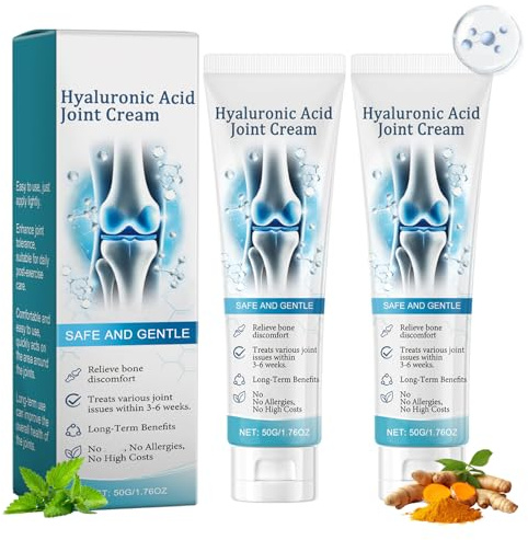 Hyaluronsyra Joint Cream – 2 st Hyaluronic Syra Joint Gel – Gurkmeja ledvårdskräm – Soothes ledkräm rygg, nacke, händer, knän – kräm reparation